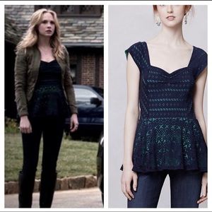 Anthropologie Postmark Swing Lace Peplum Top, S